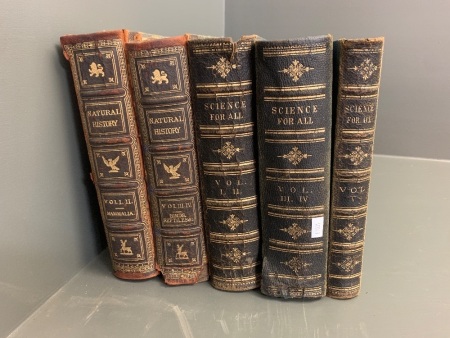 4 Vols in 2 Books of Cassell's Natural History + 5 Vols in 3 Books of Science for AllÂ  inc. over 4000 Engravings