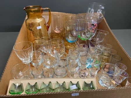 Large Asstd Box Lot of Vintage and Modern Glasses etc