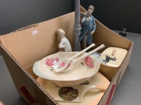 Asstd Box Lot of Ceramics inc. Lladro, Royal Winton, Beswick Etc - As Is