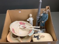 Asstd Box Lot of Ceramics inc. Lladro, Royal Winton, Beswick Etc - As Is - 2