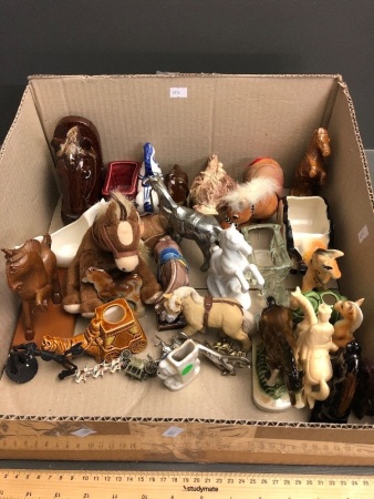 Box Lot of Horse Ornaments - App. 25 in Total