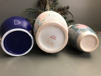 2 Ceramic Vases + Ginger Jar + Peacock Feathers - 3