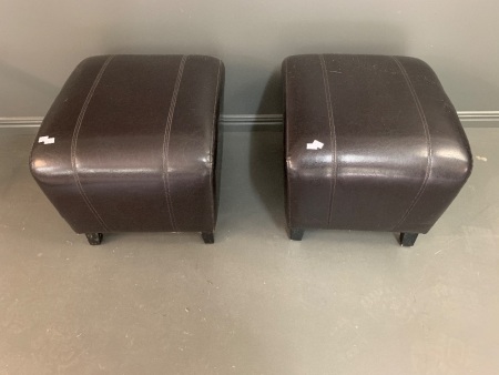 Pair of Leather Effect Footstools