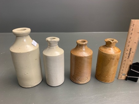 4 x Antique Salt Glazed Stoneware Ink Bottles