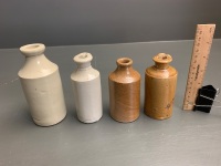 4 x Antique Salt Glazed Stoneware Ink Bottles - 2