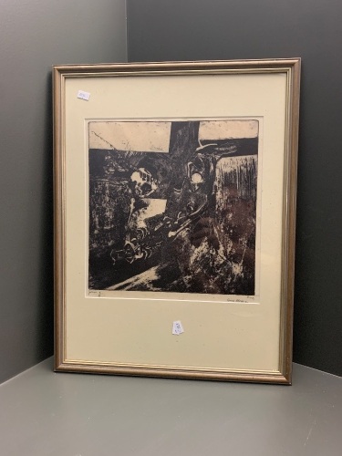 Ltd Edition Etching Screenprint 5/10 Signed Dion Hughes 1972 'Genesis'