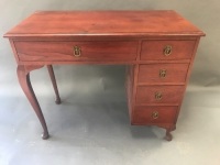 Small 5 Drawer Red Cedar Ladies Writing Desk on Q.Anne Legs