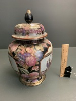 Hand Painted Satsuma Style Ginger Jar with Crackle Glaze - 2