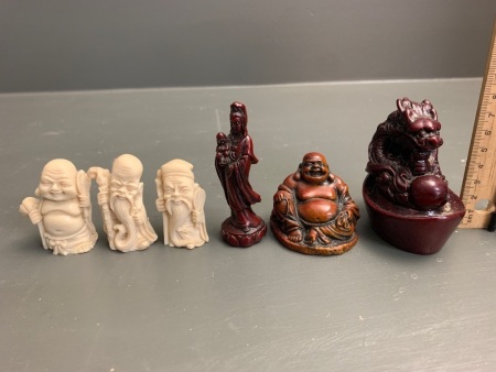 Asstd Lot of Chinese Deities + Buddha & Dragon - 6 in Total