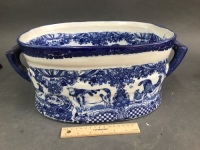 Heavy Blue & White China Foot Bath