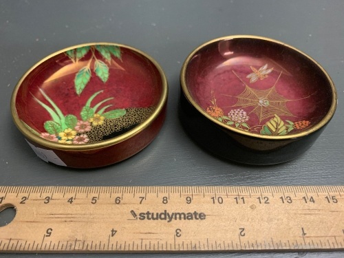 2 Rare Carlton Ware Rouge Royale Heavy Pin Dishes