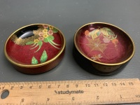 2 Rare Carlton Ware Rouge Royale Heavy Pin Dishes - 2