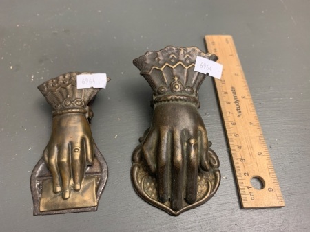 Pair of Antique Pressed Brass Bill / Letter Holders