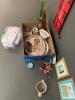 Box Lot of Bric-a-Brac inc. Glass & Ceramics, Linen etc - 2