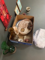 Box Lot of Bric-a-Brac inc. Glass & Ceramics, Linen etc - 3