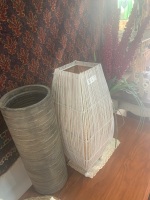 Asstd Lot inc. Tall Ceramic Vase, Cane Table Lamp, Candy Stripe Glass Vase - 2