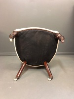 Victorian Upholstered Button Back Walnut Bedroom Chair on original Brass Mounted Casters - 5