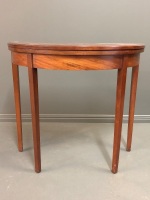 Small Victorian Red Cedar Demi Lune Fold Over Card Table with Folding Legs - 3