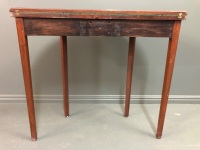 Small Victorian Red Cedar Demi Lune Fold Over Card Table with Folding Legs - 9