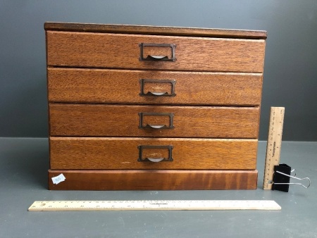 Vintage Desktop 4 Drawer Flight Of Collector Drawers - App. 400mm x 280mm x 330mm