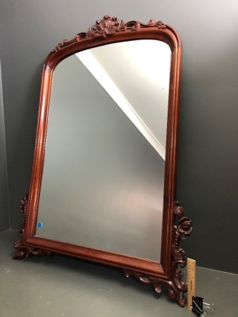 Large Contemporary Mahogany Framed Shield Mirror