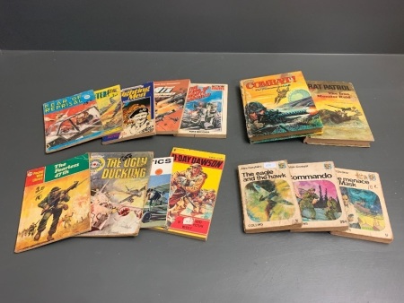 14 Asstd Vintage Military Books/Comics