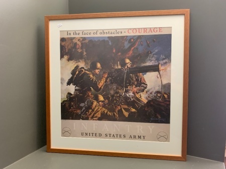 Large Framed Vintage US Army Infantry Recruitment Poster