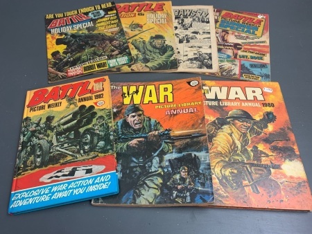 3 x Vintage War & Battle Annuals + 4 x Large Vintage Battle Holiday Special Comics