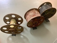 3 x Australian Army WWII Vintage Cable Reels (2 with cable, one without), Field Telephone Cable + D3MKVI Single Red 1 Mile - 2