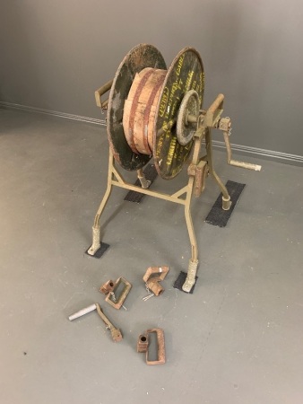 Vietnam War Cable Reel, Half Mile of Communication Wire + 8 Carry Handles and Cable Reeling Unit