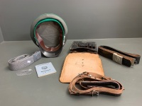 Original East GermanÂ  (DDR) Army Lot inc. Officers Cap, 2 Belts (1 x black leather with buckle, 1 x grey webbing), Leather Mapcase, Dogtag (blank), ID Document - Mostly Unused - 2