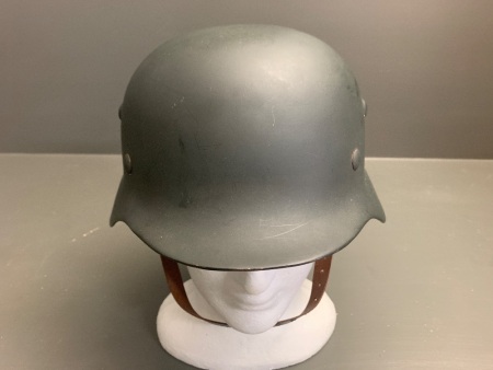 German WW2 Unissued M35 Pattern Helmet, with Leather Chin Strap and Liner, Stamped 68 TSR,Â 