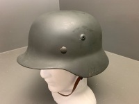 German WW2 Unissued M35 Pattern Helmet, with Leather Chin Strap and Liner, Stamped 68 TSR,Â  - 2