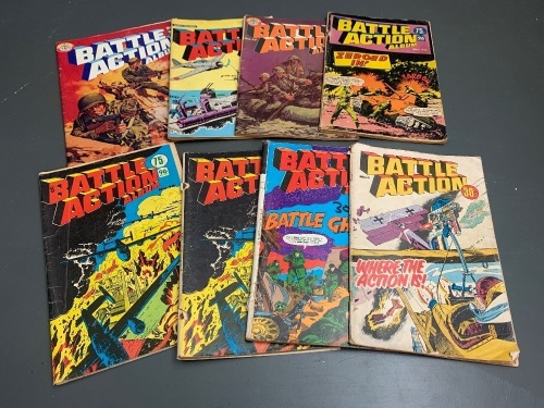 8 Vintage Copies of Battle Action Comic inc. No.1
