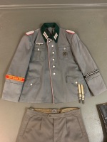 German WW2 Panzer Colonel's Uniform inc. Tunic with Iron Cross, Breast Eagle, Dagger Hanger and Collar Patches. Breeches (Stamped Inside) and Leather Boots - 2