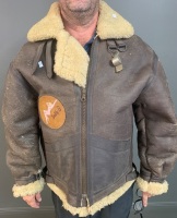 Reproduction US Army Air Forces Sheepskin Lined Leather Bomber Jacket,Â B3 pattern, B-17 Sally B Flying Fortress (hand painted) on Back with Bail Out WhistleÂ  - 2