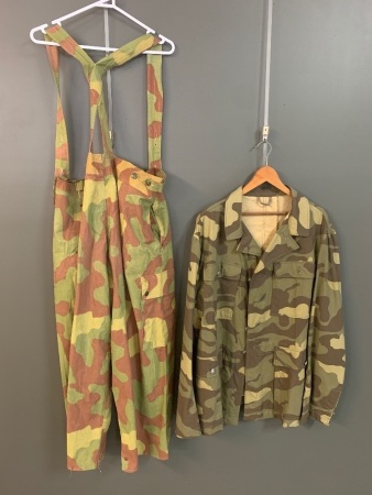 Pair of German WW2 Waffen SS Italian Camo Pattern Pants + Camo Top and 3 Camo Swatches