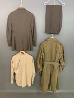 Original WW2 US Army 8th AAF 1st Lt Uniform, Includes Bomber Pilot Tunic, Shirt, Tie, Pants and Trenchcoat - 24