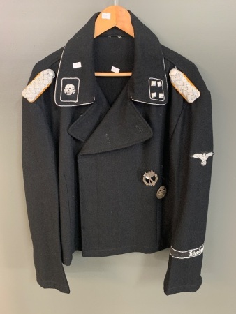 German WW2 Waffen SS Totenkopf Regiment Major's Insignia Tunic with Infantry and Panzer Assault Badges, Sleeve Eagle & Totenkopf Cufftitle