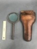 Vintage Style Large Brass Magnifying Glass in Original Leather Case