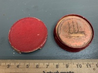 1897 Lord Nelson's Flagship Foudroyant Copper Medal - Struck from Scrap Copper from the Ship after Breaking Up - In Original Cardboard Box - Good Condition - 2