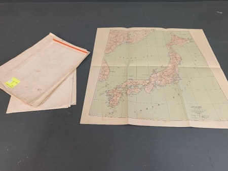 4 Large Full Colour Maps Produced in Japan C1940'S + Japan & Korea Special Strategic Map by Australian Forces Aug 1945 - See Individual Photos
