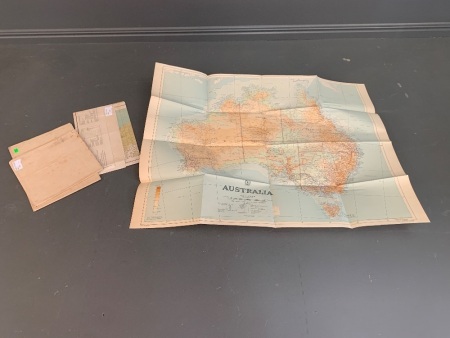 3 WW2 Era Full Colour Large Maps Qld - Ipswich & Gordonvale 1942 & Bartle Frere 1943 + 1956 Full Colour Map of Australia - See Individual Photos