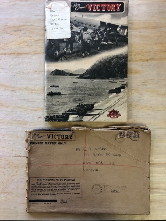 New Guinea Victory Large Softback Pictorial Book with Original Mailing Envelope 1945 Back to Australia from Capt S.R.Steele 7th Aust Div