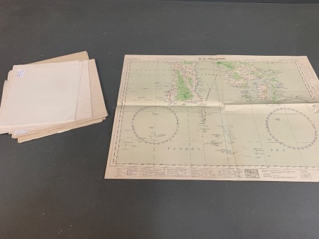 6 Original WW2 Era Colour Survey Maps of Southern Celebes and Celebes Indonesia c1944-45 - Some RAAF some US Army - See Individual Photos
