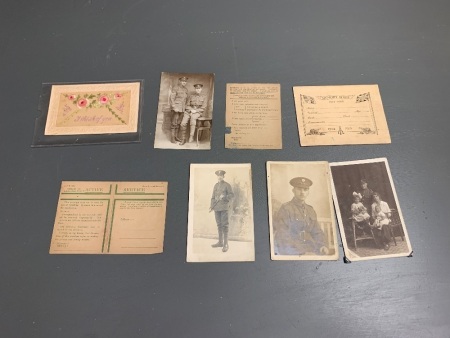 WWI Cards and Service Envelope & Postcards