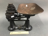 Set Vintage Metters Melbourne Balance Scales & Imperial Weight Set