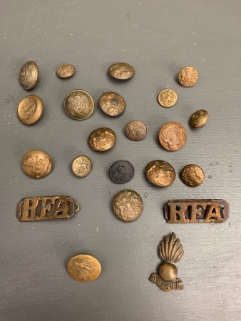 Asstd Lot of Old Military Buttons and Insignia