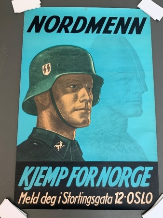 Vintage German WW2 Recruitment Poster for Norwegian Men