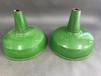 Large Industrial Vintage Green Enamel Light Pendant